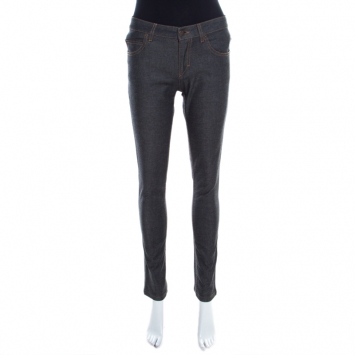 Pre Owned Louis Vuitton Grey Dark Wash Denim Straight Fit Jeans XS