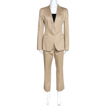 Pre Owned Dolce & Gabbana Beige Cotton Tailored Pant Suit M
