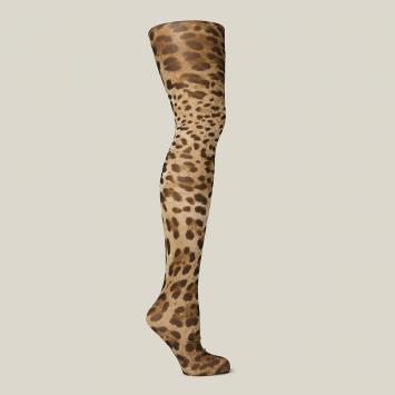Pre Owned Dolce & Gabbana Animal Leopard-Print Mesh Tights  M