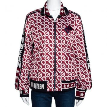 Pre Owned Dolce & Gabbana Multicolor DG Mania Print Jersey Zip-Up Sweatshirt IT 46
