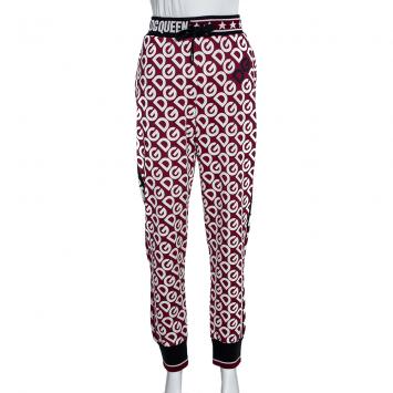 Pre Owned Dolce & Gabbana Multicolor DG Mania Print Cotton Jersey Track Pants IT 44