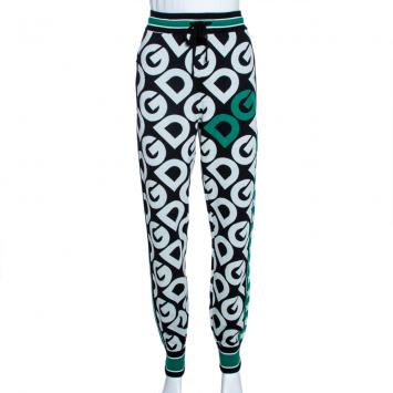 Pre Owned Dolce & Gabbana Multicolor DG Mania Print Wool Track Pants IT 44