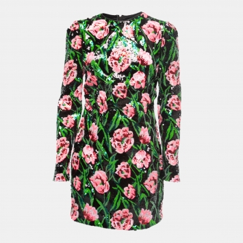 مملوكة مسبقًا Dolce & Gabbana Multicolor Floral Patterned Sequin Full Sleeve Mini Dress M