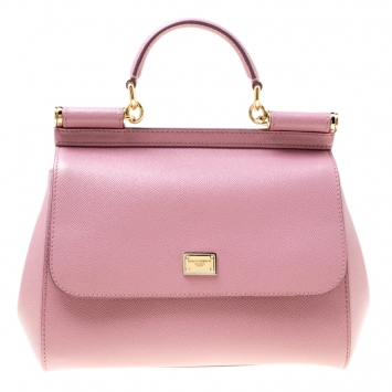 Pre Owned Dolce & Gabbana Lilac Leather Medium Miss Sicily Top Handle Bag