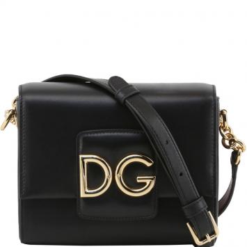 Pre Owned Dolce and Gabbana Black Leather DG Millenials Crossbody Bag