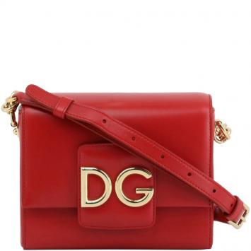 Pre Owned Dolce and Gabbana Red Leather DG Millenials Crossbody Bag