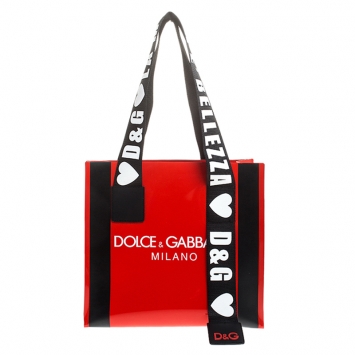 Pre Owned Dolce & Gabbana Red PVC Street Shopper Tote