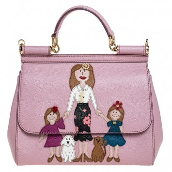 Pre Owned Dolce & Gabbana Pink Leather Medium Viva La Mamma Miss Sicily Bag