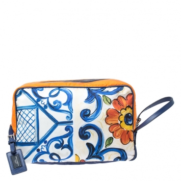 Pre Owned Dolce and Gabbana Multicolor Printed Nylon Wash Bag