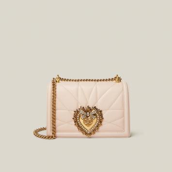 Pre Owned Dolce & Gabbana Pink Devotion Crystal-Embellished Leather Shoulder Bag