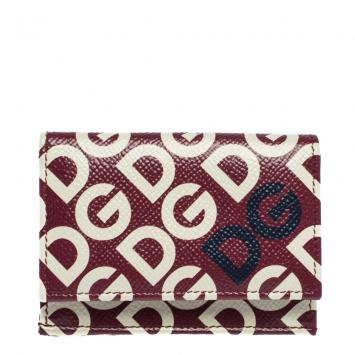 Pre Owned Dolce & Gabbana Multicolor DG Mania Print Leather Small Trifold Continental Wallet