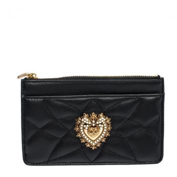 Pre Owned Dolce & Gabbana Black Quilted Leather Medium Devotion Card Holder