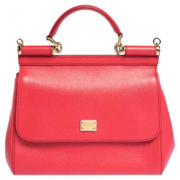 Pre Owned Dolce & Gabbana Red Leather Medium Miss Sicily Bag