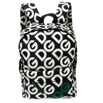 Pre Owned Dolce & Gabbana Black/White DG Mania Print Nylon Backpack