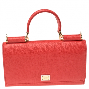 Pre Owned Dolce & Gabbana Red Leather Miss Sicily Von Bag 