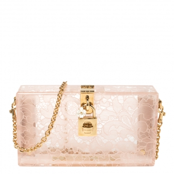 Pre Owned Dolce & Gabbana Pink Acrylic Lace Dolce Box Bag
