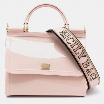 Pre Owned Dolce & Gabbana Light Pink Rubber Miss Sicily Top Handle Bag