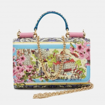 Pre Owned Dolce & Gabbana Multicolor Floral Print Leather Sicily Von Bag