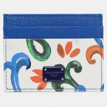 Pre Owned Dolce & Gabbana Calf Leather Printed Card Holder
