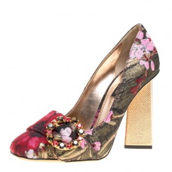 Pre Owned Dolce and Gabbana Multicolor Canvas Jackie Pumps Size 36