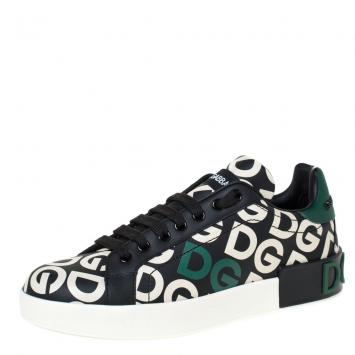 Pre Owned Dolce & Gabbana Multicolor DG Mania Print Leather Low-Top Sneakers Size 39