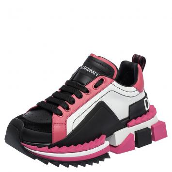 Pre Owned Dolce & Gabbana Multicolor Leather Super Queen Platform Sneakers Size 40