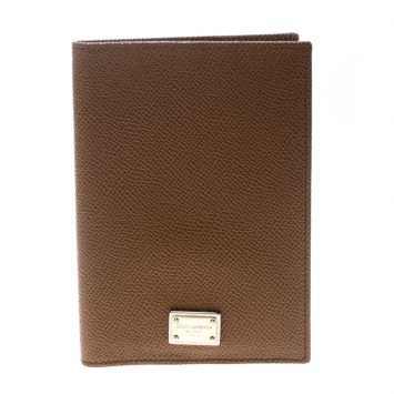 Pre Owned Dolce & Gabbana Brown Leather Passport Holder