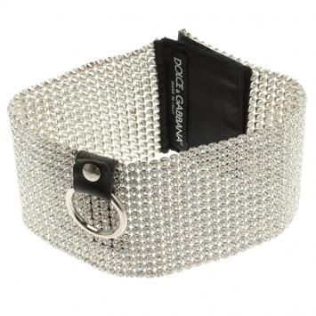 Pre Owned Dolce and Gabbana Crystal Mesh Embellished Extra Wide Choker Necklace