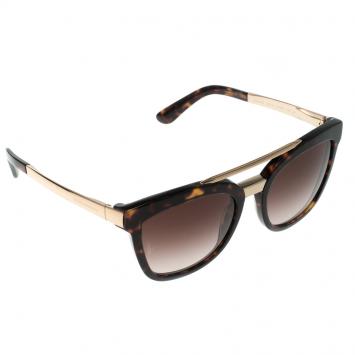 Pre Owned Dolce and Gabbana Dark Brown Tortoise DG 4269 Wayfarer Sunglasses