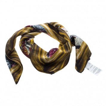 Pre Owned Dolce and Gabbana Multicolor Animal Cross Stitch Printed Square Scarf