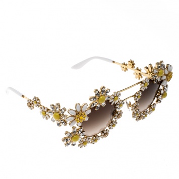 Pre Owned Dolce and Gabbana Gold Tone/Brown Gradient DG2153 -B Limited Edition Daisy Sunglasses