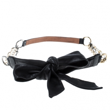 Pre Owned Dolce & Gabbana Black Leather Embellished Belt One Size
