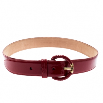 Pre Owned Dolce and Gabbana Red Patent Leather Belt 90CM