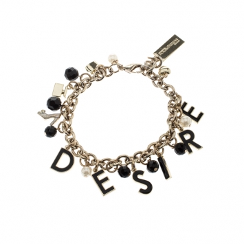 Pre Owned Dolce and Gabbana Desire Charm Enamel Gold Tone Bracelet