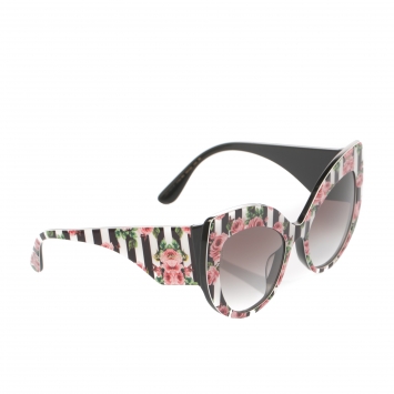 Pre Owned Dolce & Gabbana Rose Printed/ Black Gradient DG4321-F Rose Collection Cat Eye Sungalsses