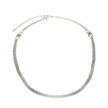 Pre Owned Dolce and Gabbana Crystal Silver Tone Chain Link Waist Belt 