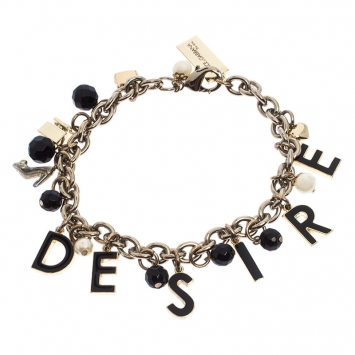 Pre Owned Dolce and Gabbana Desire Charm Enamel Gold Tone Bracelet