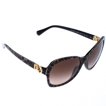 Pre Owned Dolce & Gabbana Brown Leopard Print Gradient DG4163P Square Sunglasses