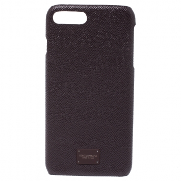 Pre Owned Dolce and Gabbana Navy Burgundy Leather iPhone 7/8 Plus Case