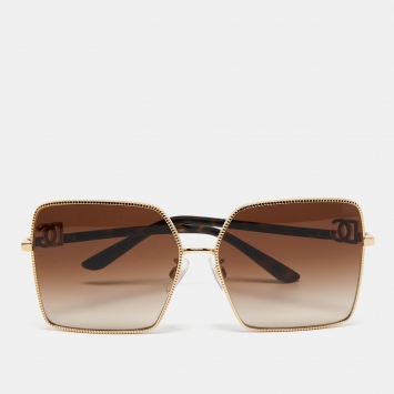 Pre Owned Dolce & Gabbana Gold Tone/ Brown Gradient DG2279 Oversized Sunglasses