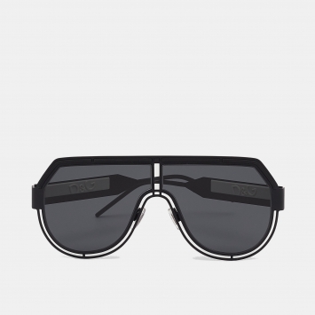 Pre Owned Dolce & Gabbana Matte Black/White DG2231 Shield Sunglasses