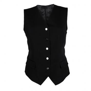 Pre Owned Dolce and Gabbana Black Floral Lace Back Detail Waistcoat M
