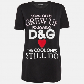 Pre Owned Dolce & Gabbana Black Sequined Cotton T-shirt S