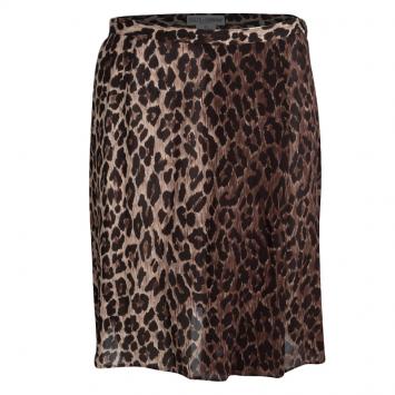 Pre Owned Dolce and Gabbana Brown Leopard Printed Silk Skirt M