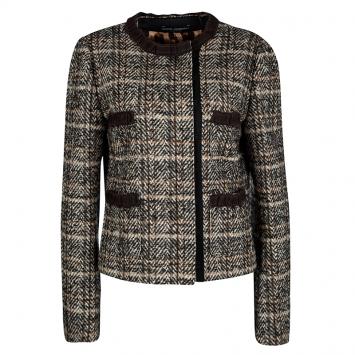 Pre Owned Dolce and Gabbana Multicolor Wool Herringbone Pattern Jacket M