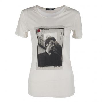 Pre Owned Dolce and Gabbana Grey James Dean Print Short Sleeve T-Shirt S