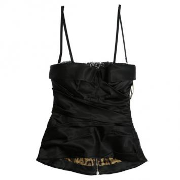 Pre Owned Dolce and Gabbana Satin/Lace Bustier Top L