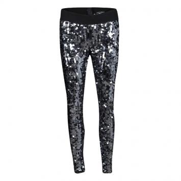 Pre Owned Dolce and Gabbana Silver Sequin Paillette Embellished Leggings M