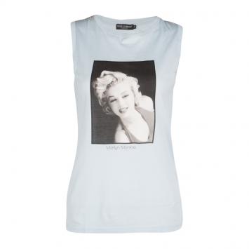Pre Owned Dolce and Gabbana Blue Marilyn Monroe Tank Top S