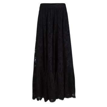 Pre Owned Dolce and Gabbana Black Lace Scalloped Bottom Maxi Skirt S